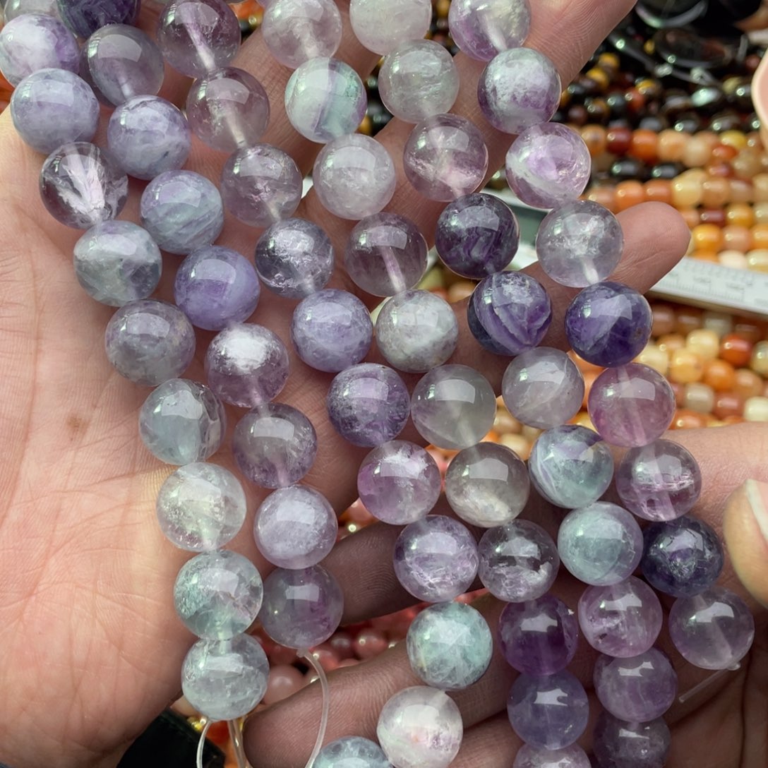 玛瑙/玉髓珠宝半成品未镶嵌一条装13.7mm左右春彩莹石圆珠