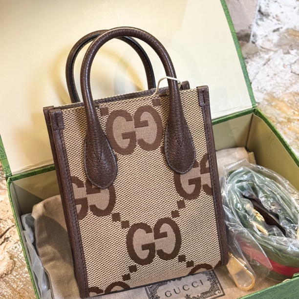 95新 GUCCI/古驰 夏七中古/Gucci双G老花mini琴谱tote单肩包