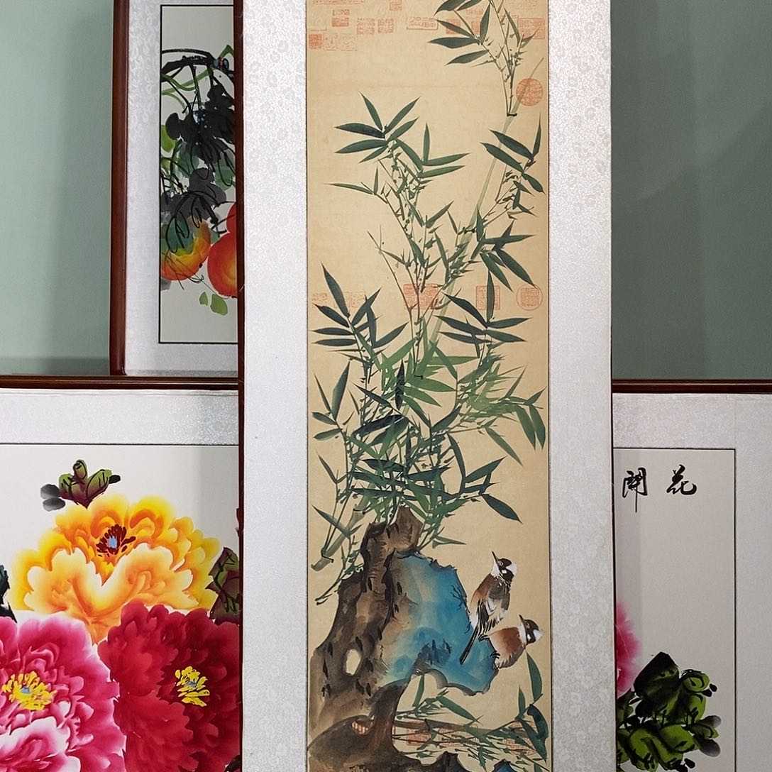 国画带框尺寸47✖️162厘米手绘