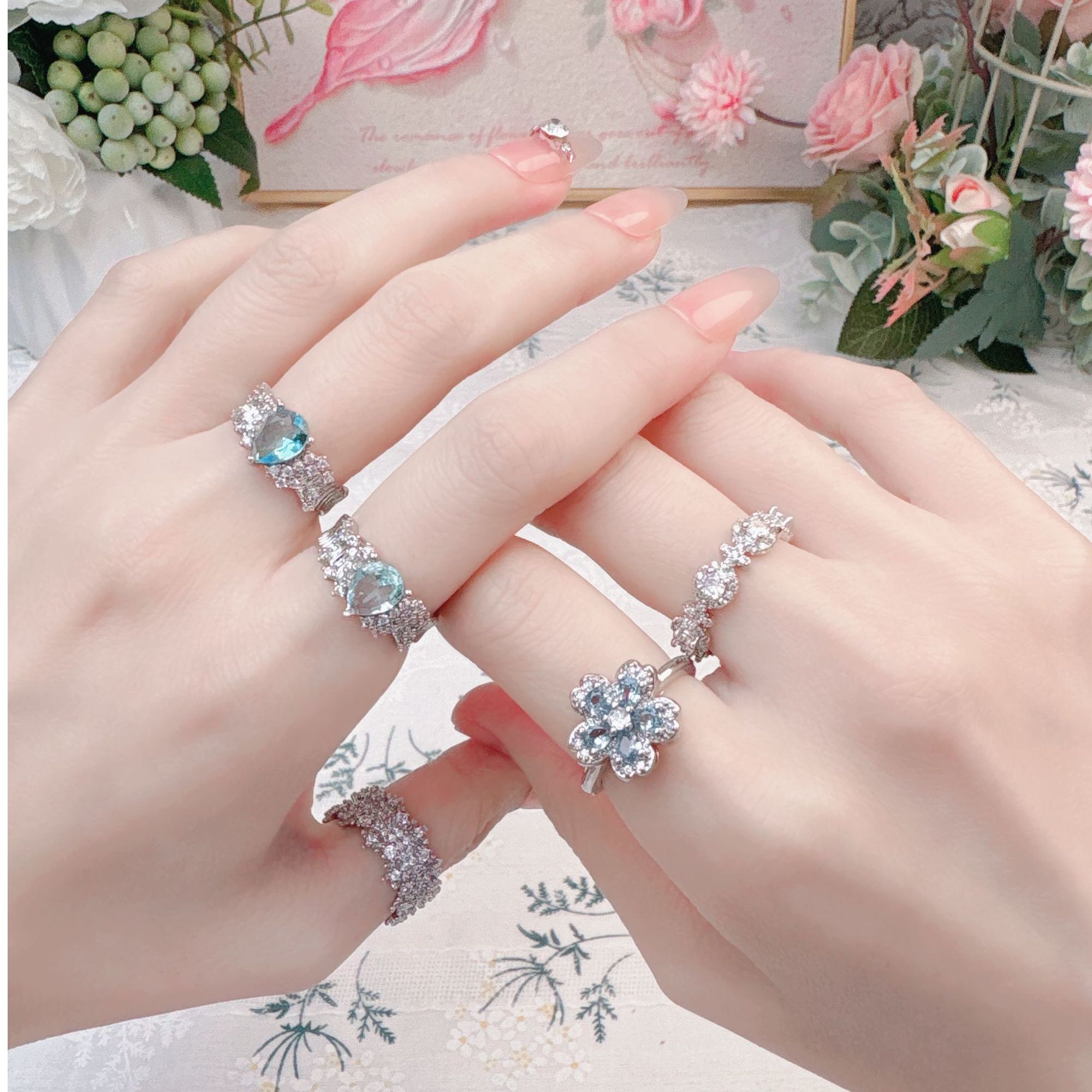 铜合金锆石戒指  爆款小众轻奢可调节【一单一付，编码加要装袋】