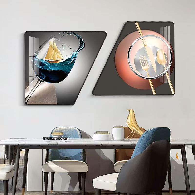 轻奢创意梯形组合餐厅客厅背景墙装饰画