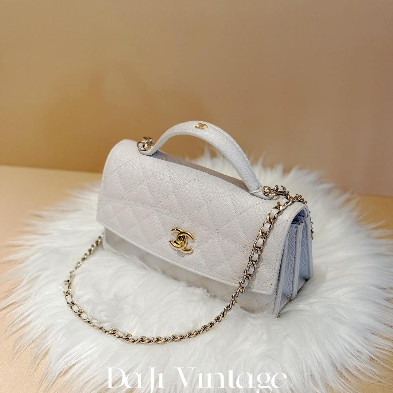 99新 Chanel/香奈儿 大吉中古/ Chanel香奈儿25C奶白色手柄风琴包