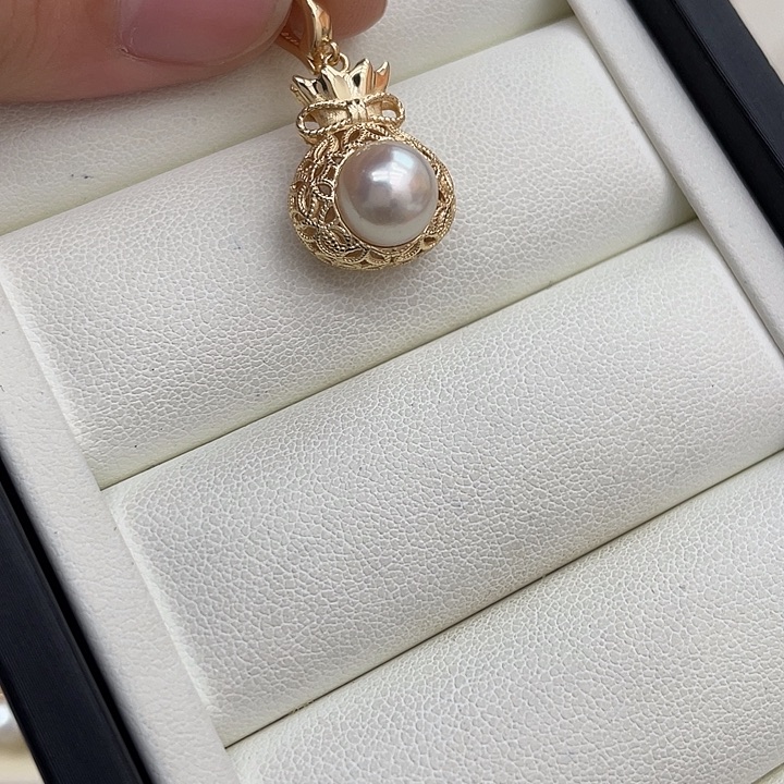 银S925镶嵌海水珍珠吊坠(不含链)