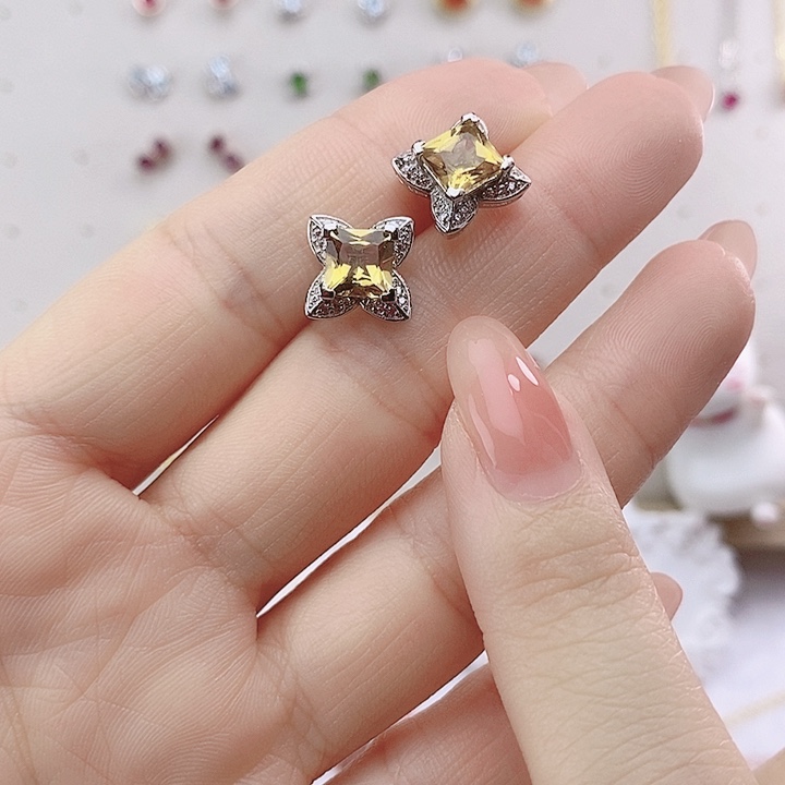 水晶耳饰银S925镶嵌耳饰