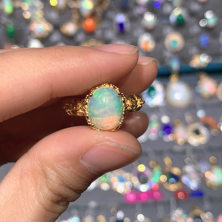 欧泊戒指z银S925镶嵌欧泊戒指z