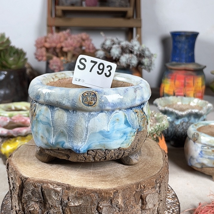 紫砂花盆孤品 不规则油画山石 小包子款 内口7