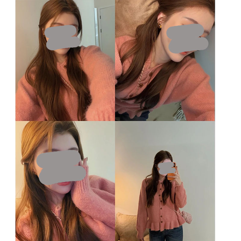 【甜系韩女】颜色超显白韩系温柔甜美氛围感木耳边针织毛衣