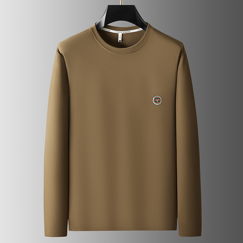 2024加肥大码德绒长袖T恤男秋冬弹力打底衫肥佬休闲圆领体恤衫