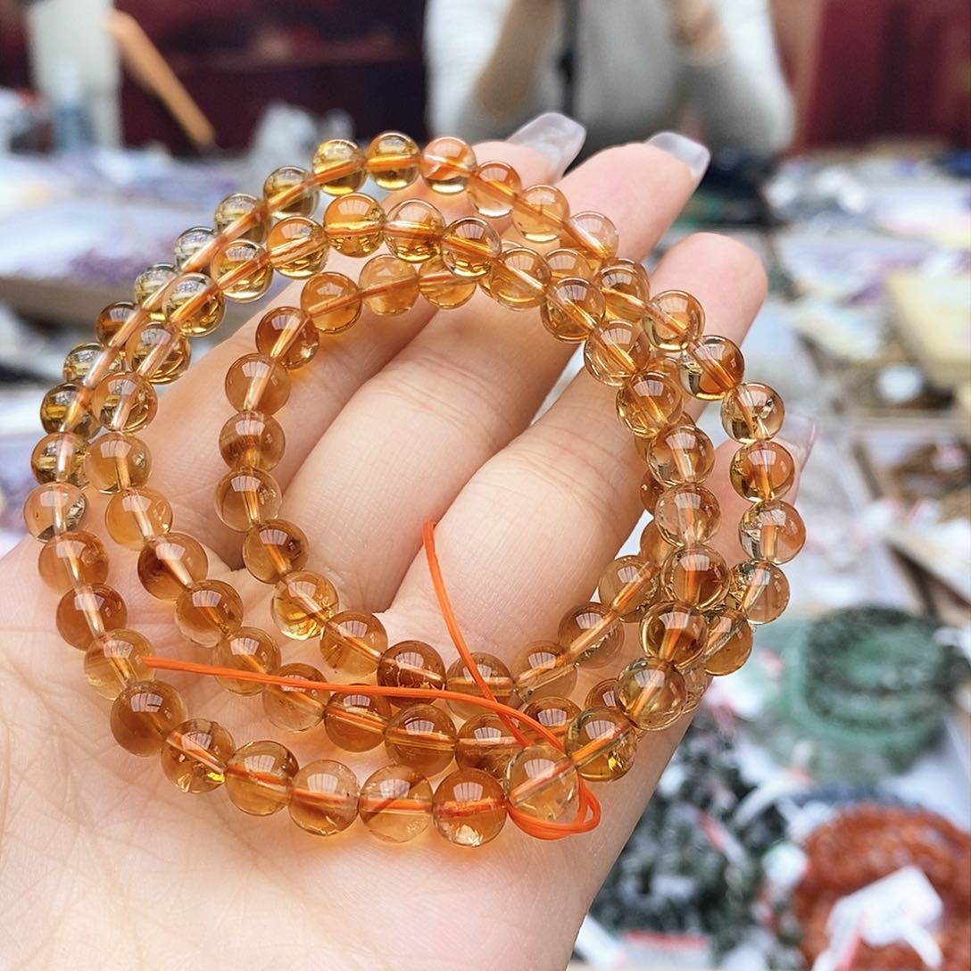 水晶手链未镶嵌黄水晶三圈