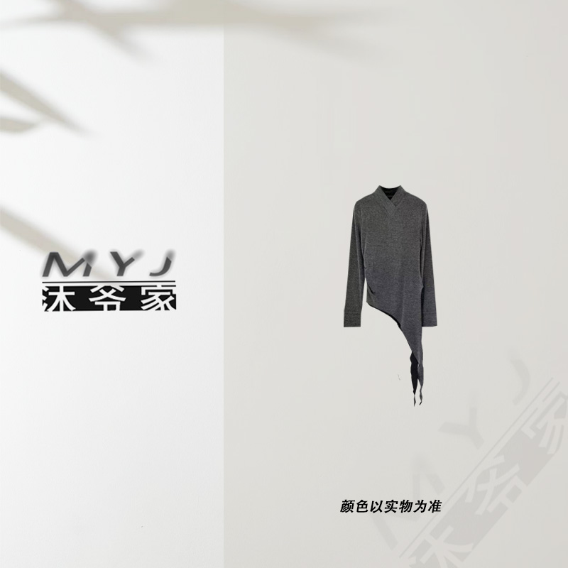 沐爷家——8077长袖套头不规则休闲百搭时尚慵懒风上衣