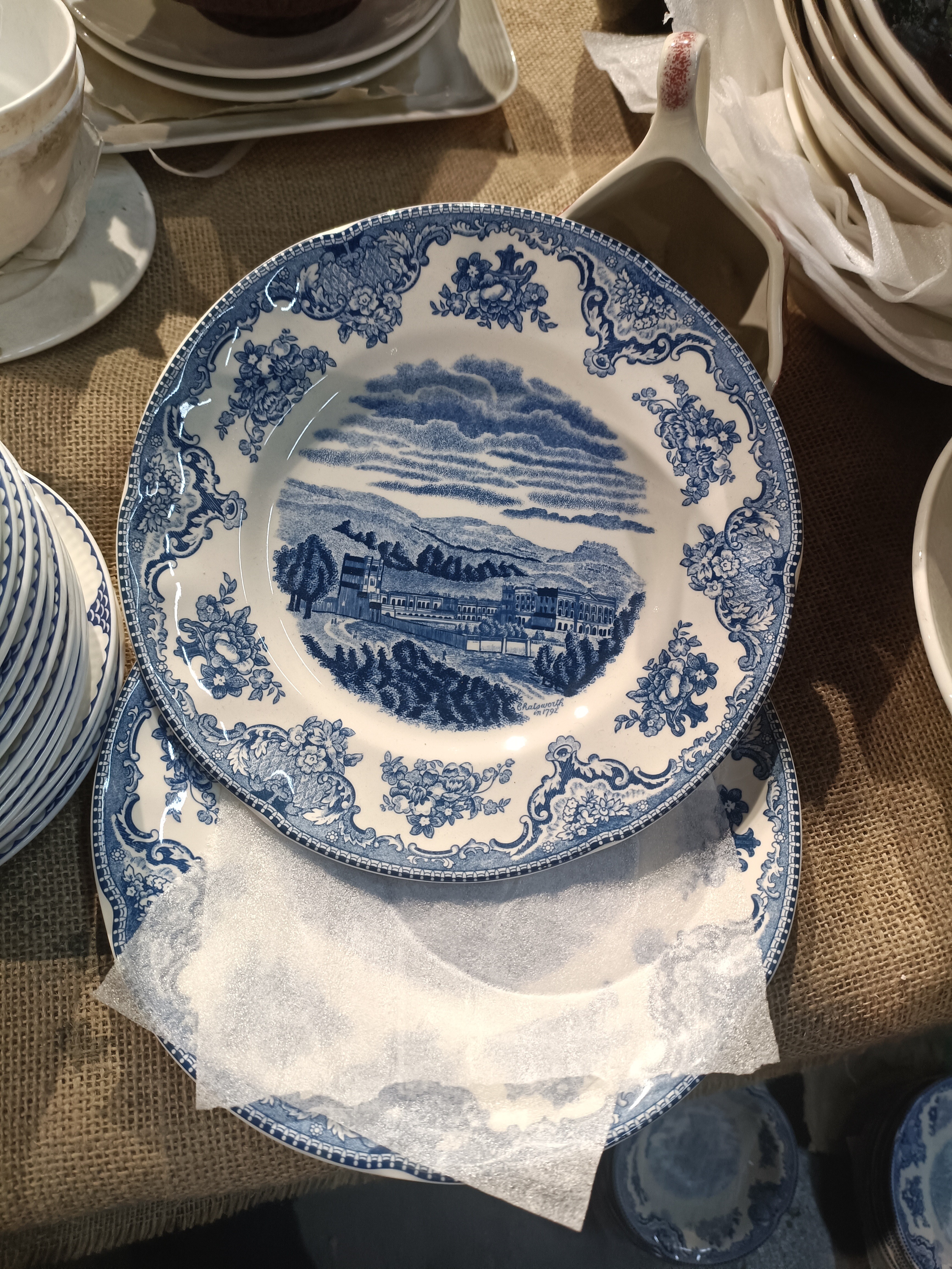 磁州窑蓝堡八平盘一对《好的，要求完美勿拍》