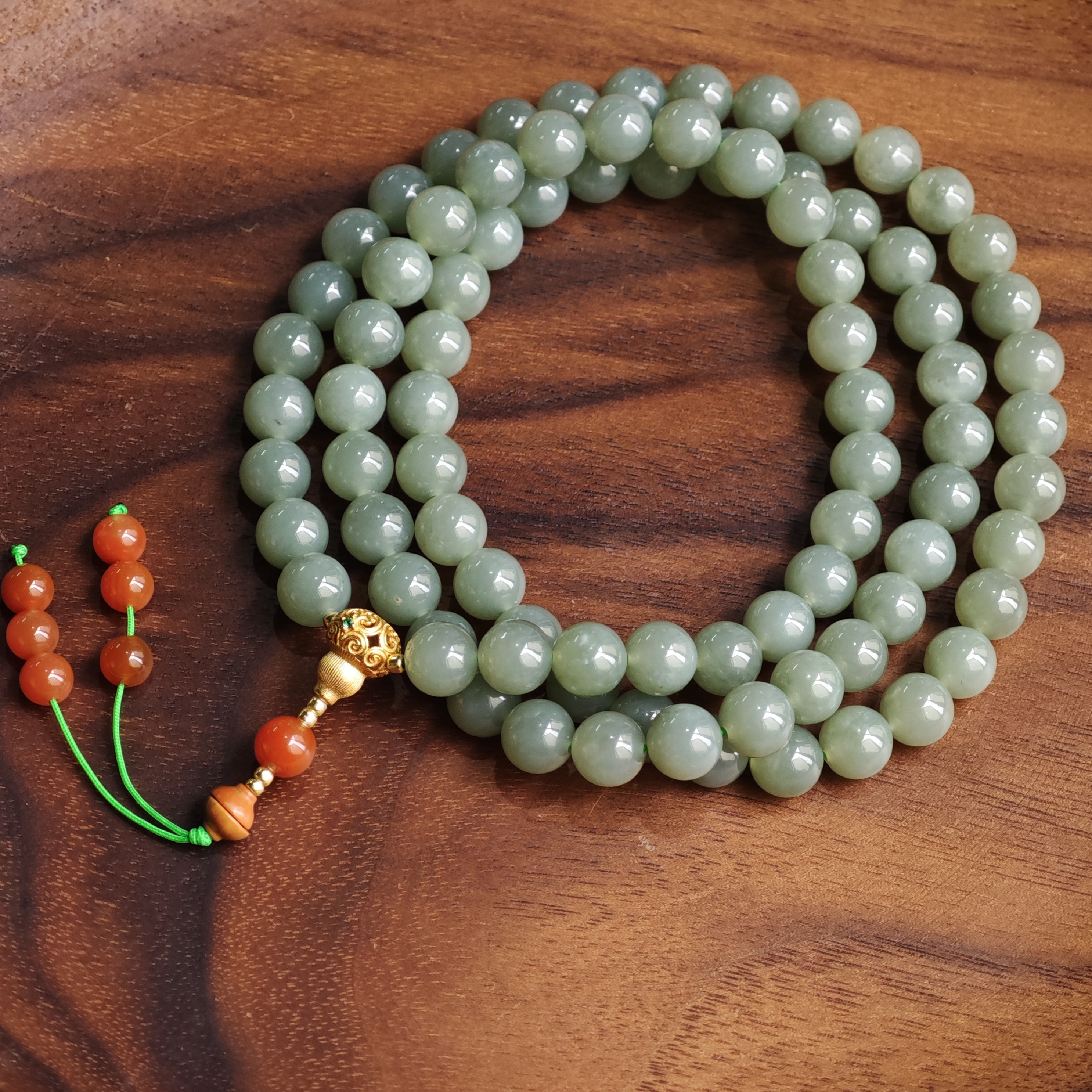 爱思尔新疆和田玉项链且末蓝8mmDIY妈妈链DG0314-01(多样性发一）