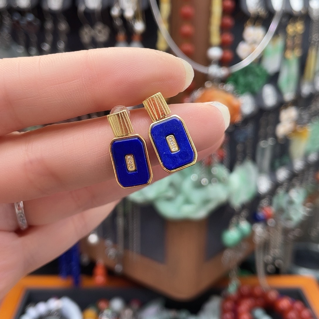 青金石耳饰银S925镶嵌233ghjjhhh