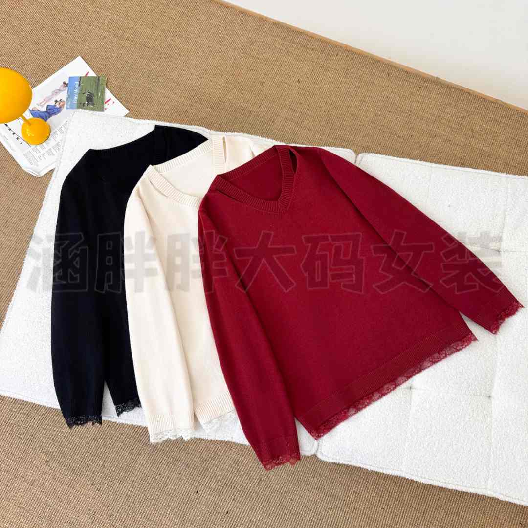 【涵胖胖新品】V领两侧镂空拼接针织衫LT23358【B】