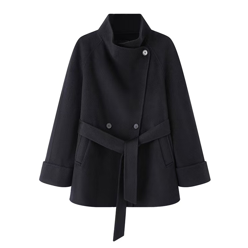 冬季新款时尚百搭立领双面呢大衣外套女4142