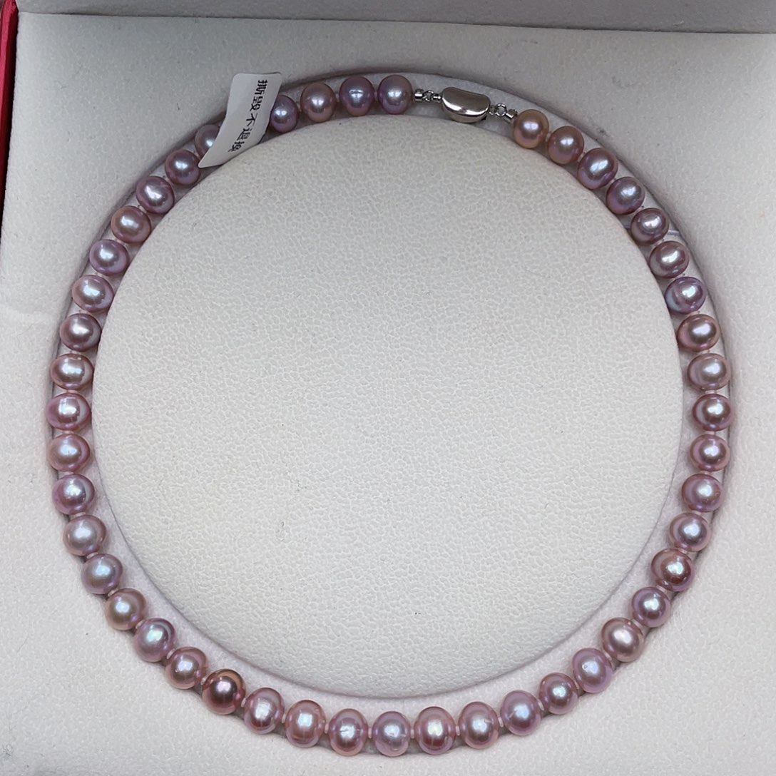 淡水珍珠颈饰银S925镶嵌9-10mm