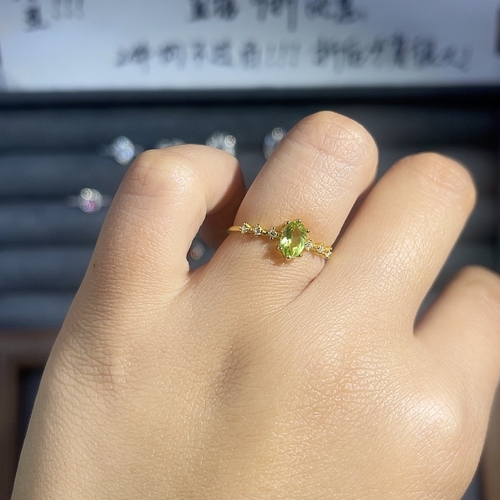 戒指银S925镶嵌烟晶