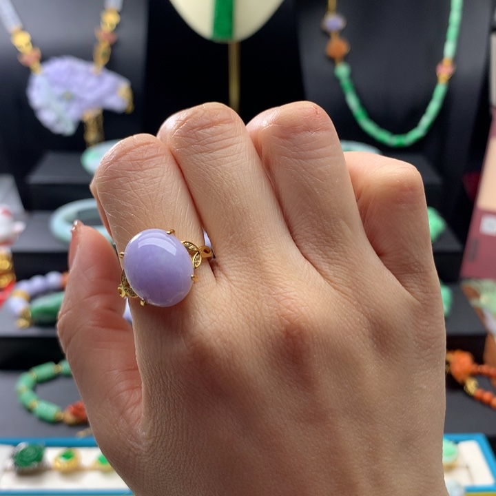 翡翠戒指未镶嵌紫翡戒指