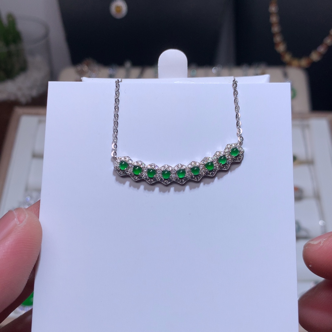 翡翠耳饰银S925镶嵌00026