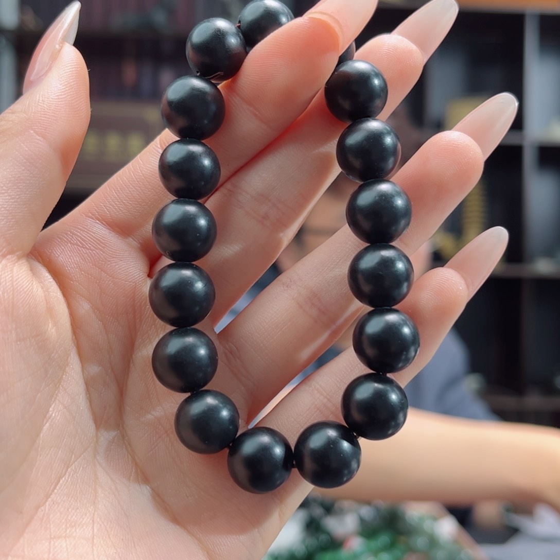 【闪购商品】和田玉手串未镶嵌新疆墨玉县墨玉12mm