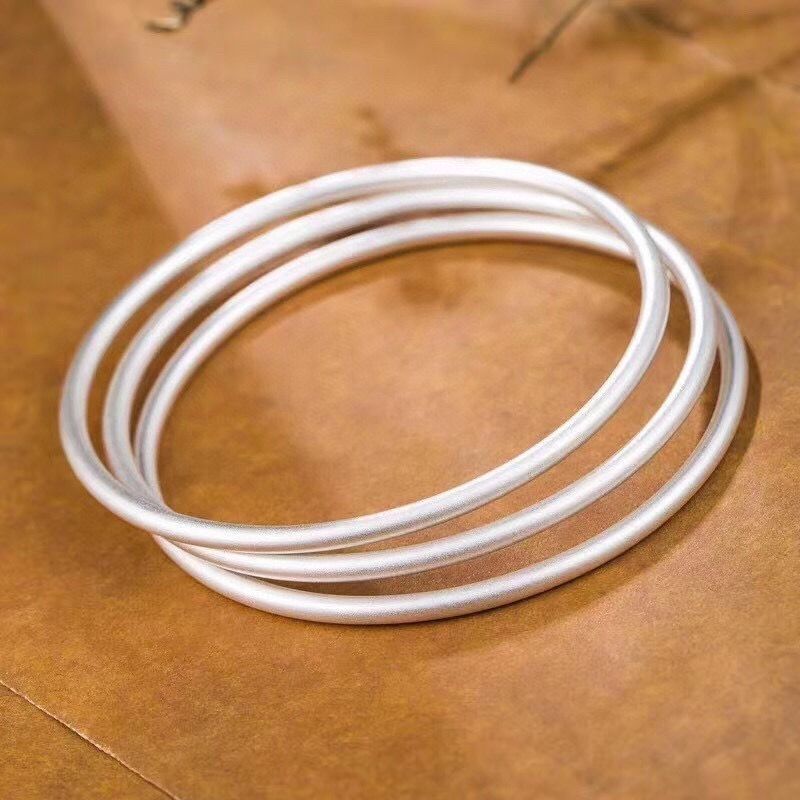 C57【约38克3mm 三圈】 999.9三生三世古法素圈闭口手镯