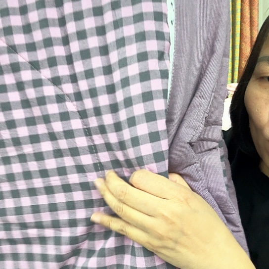 棉棉紫格单人春秋被