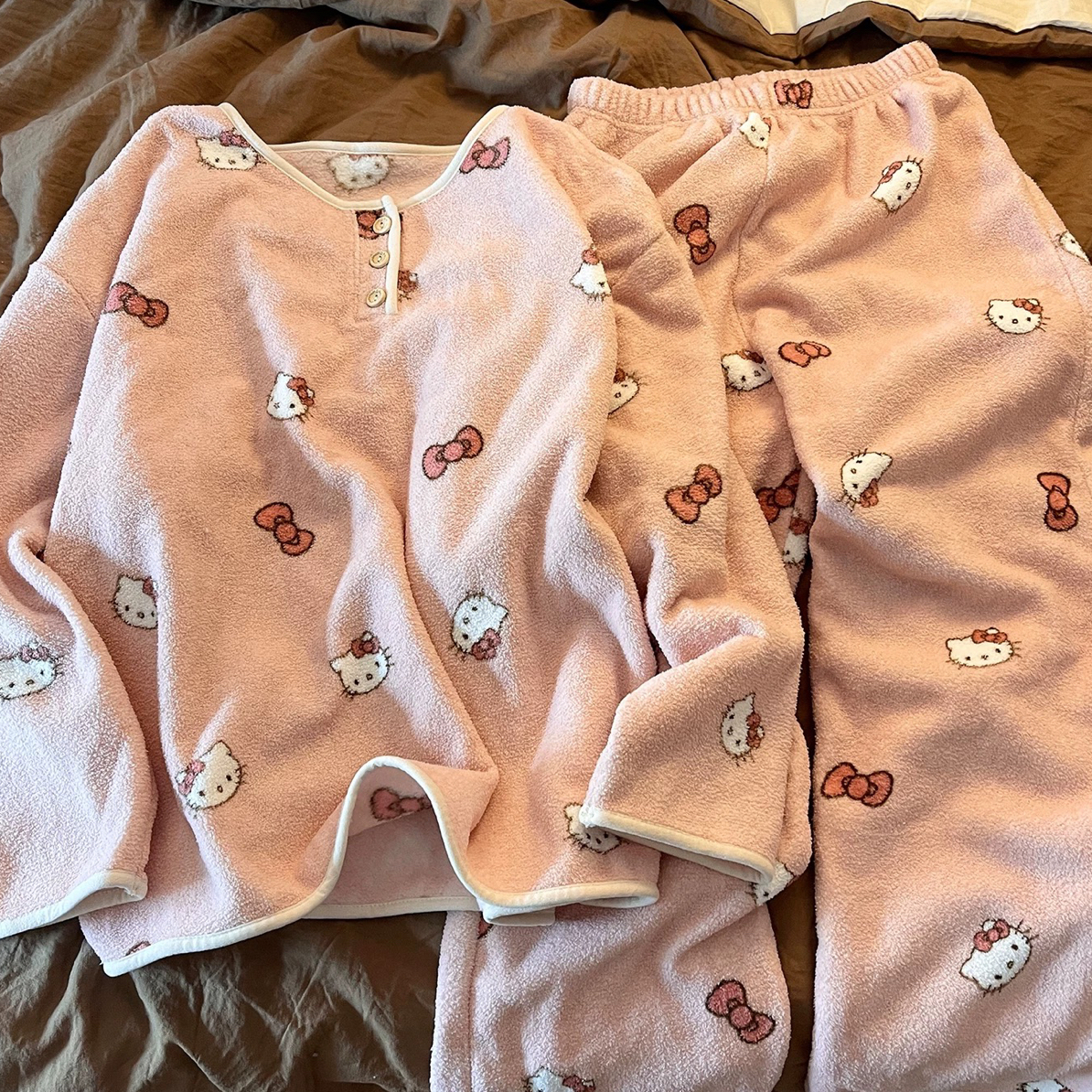 毛茸茸软糯印花睡衣女冬季2025新款珊瑚绒居家服套装可外穿2607