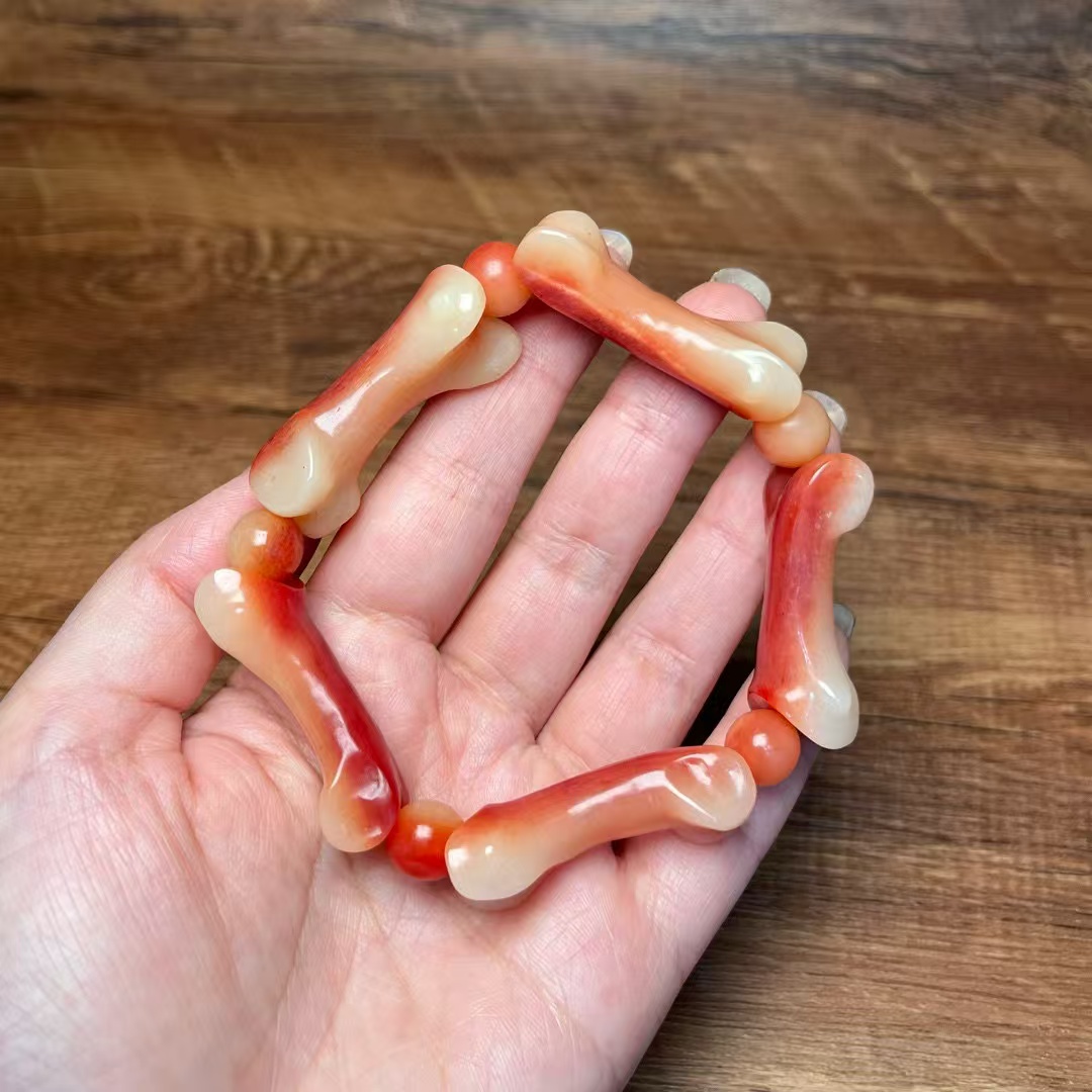 驼骨 血料趾骨串  手串 摆件 