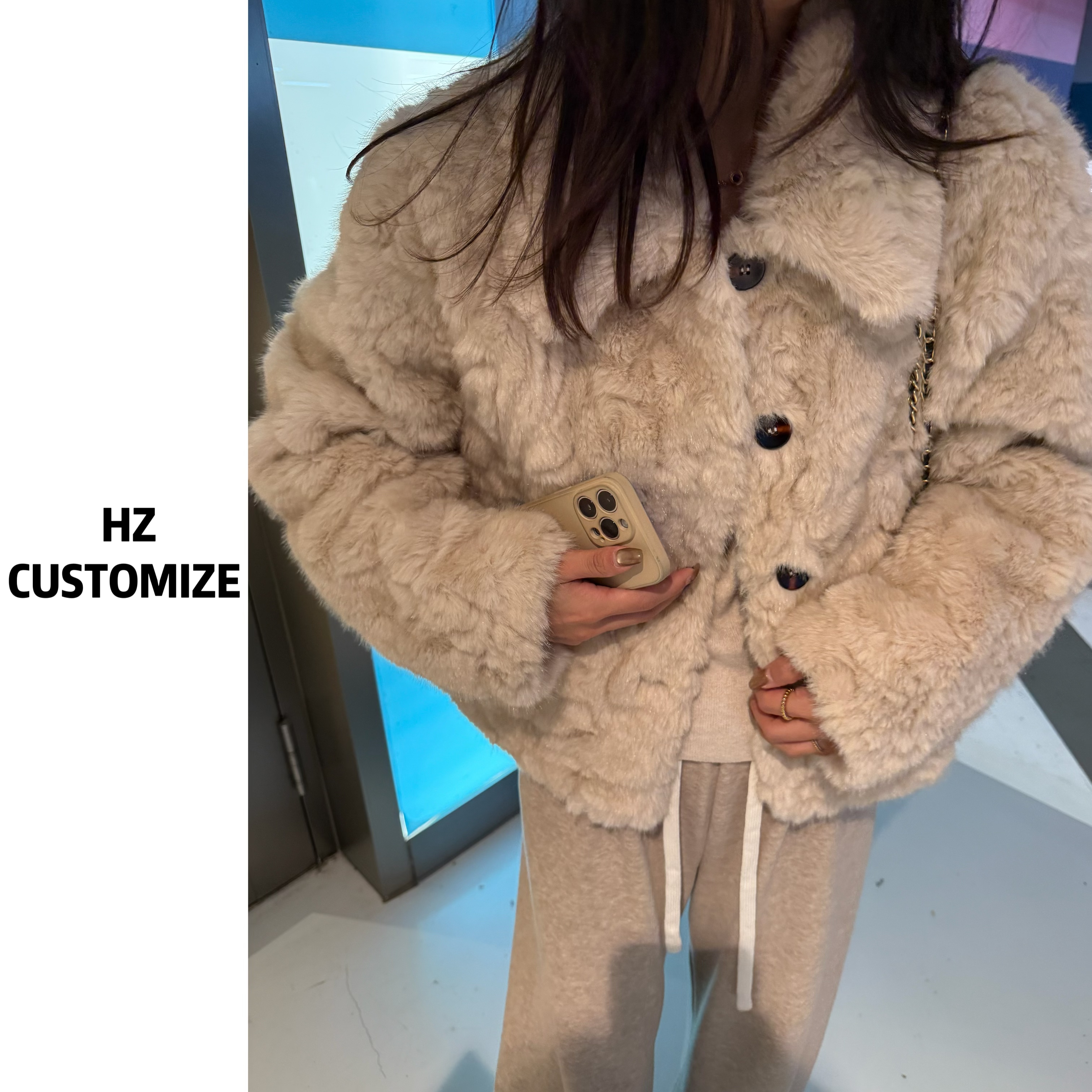 惠惠子甄选【小湖羊翻领皮毛一体】新款宽松保暖皮毛一体显瘦外套