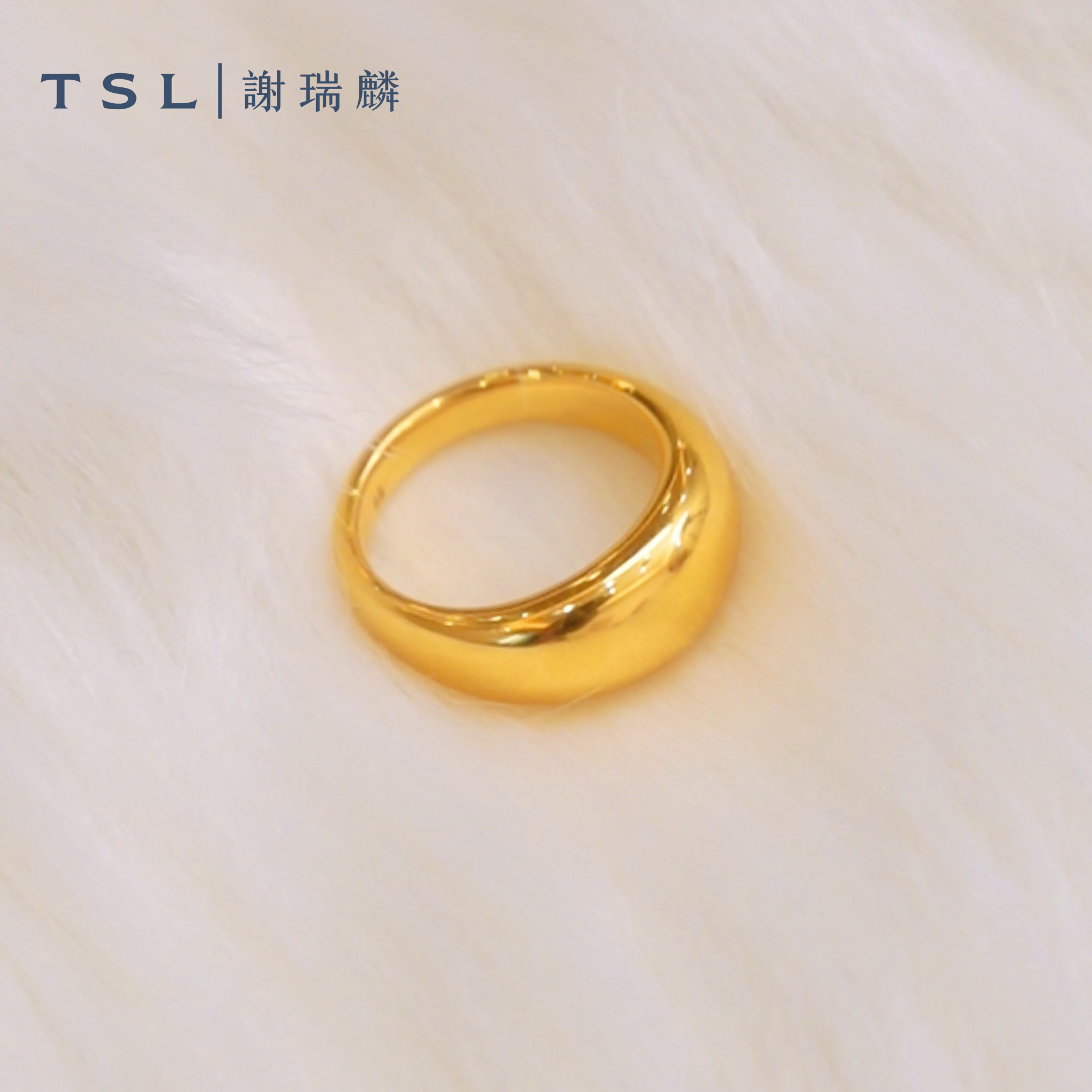 TSL/谢瑞麟足金面包金戒指5G时尚网红爆款情侣对戒黄金生日礼物