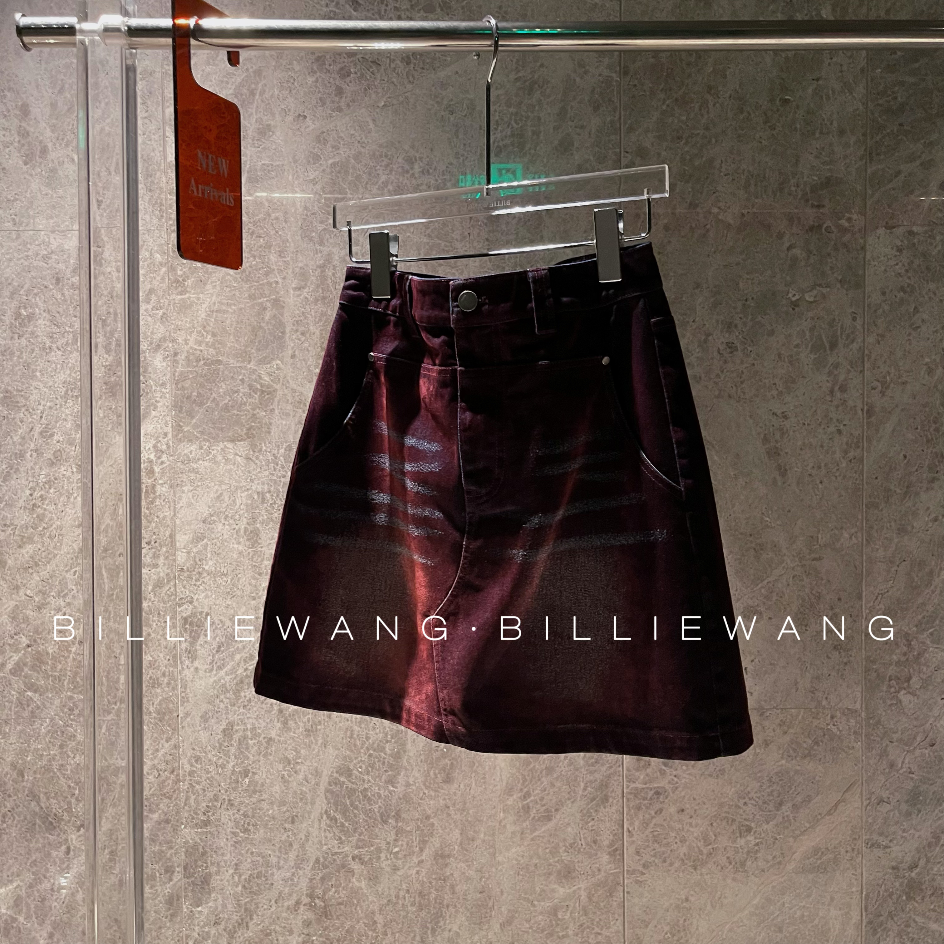 BW独立设计师高定系列｜难见色特殊工艺红丝绒牛仔半裙