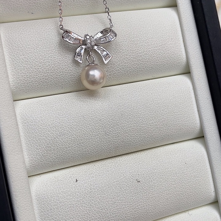 银S925镶嵌海水珍珠吊坠(不含链)