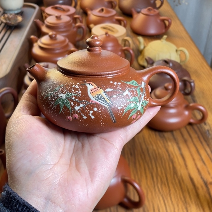 茶壶紫砂半手工红将坡寒江180cc
