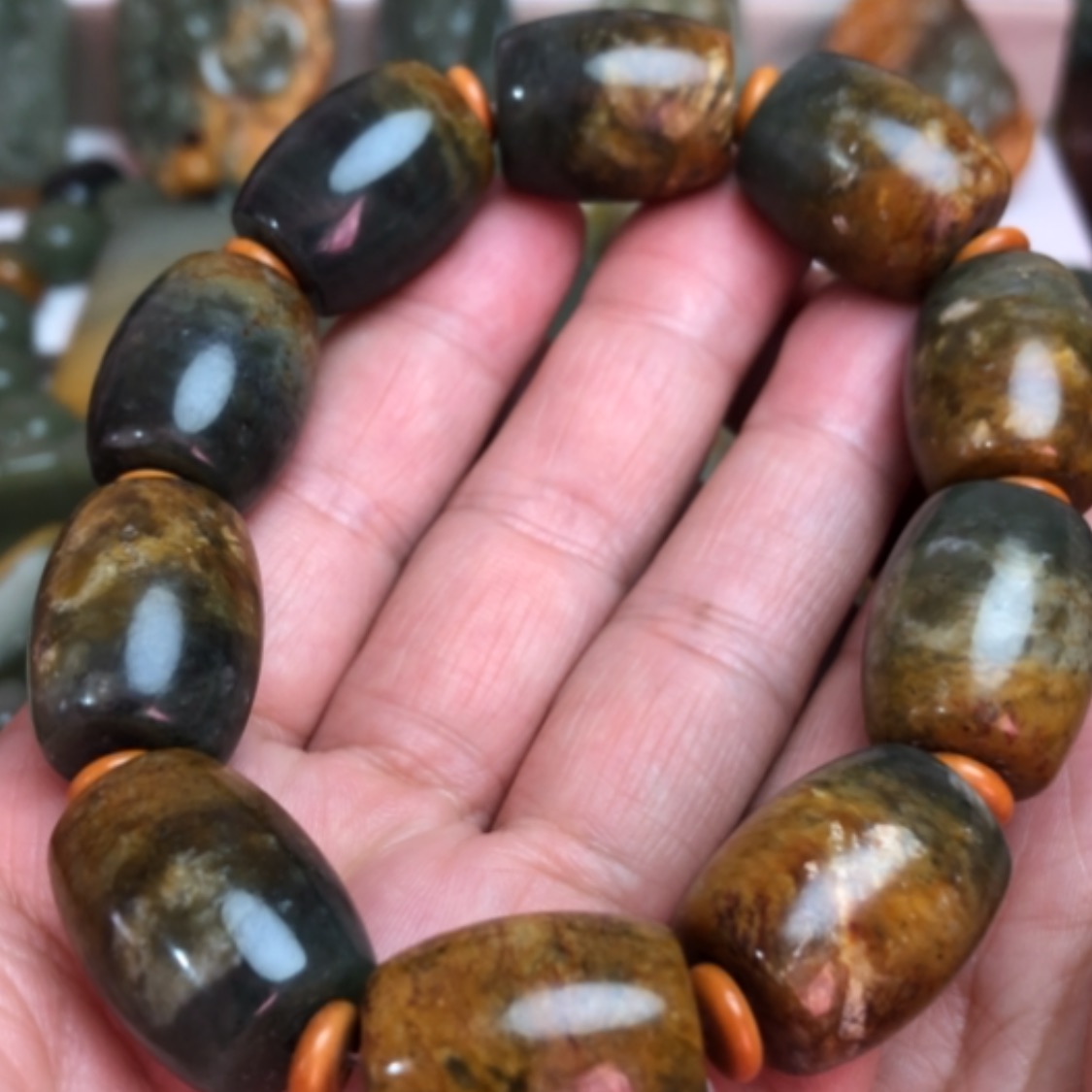 【闪购商品】岫岩河磨玉（透闪石质玉）手链未镶嵌