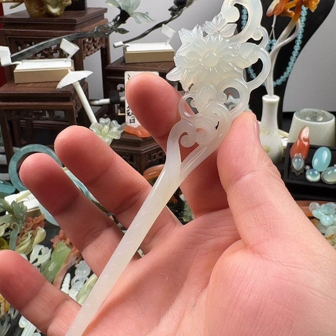 蛇纹石玉未镶嵌发饰