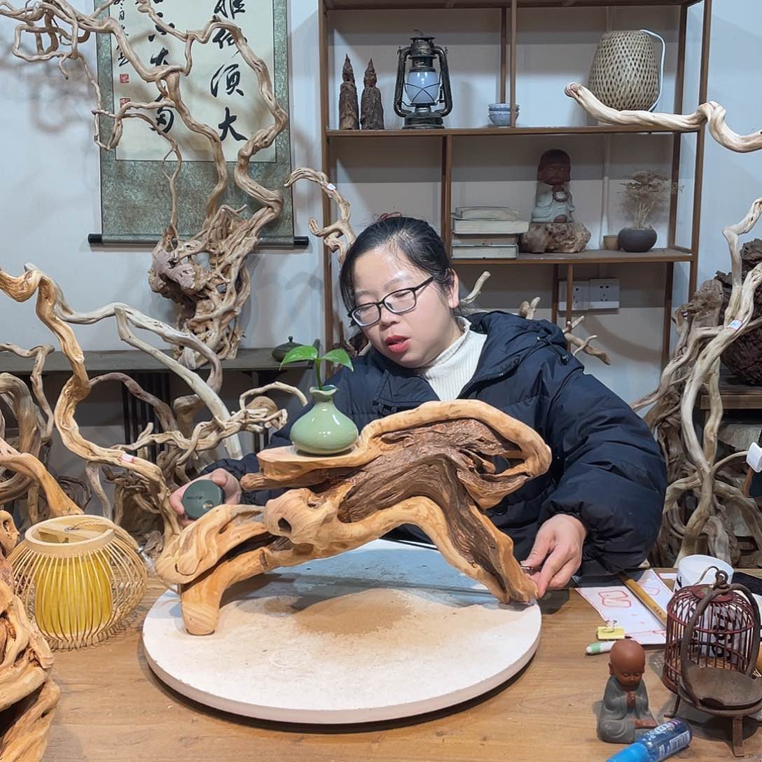 柏木杜鹃根根艺摆件