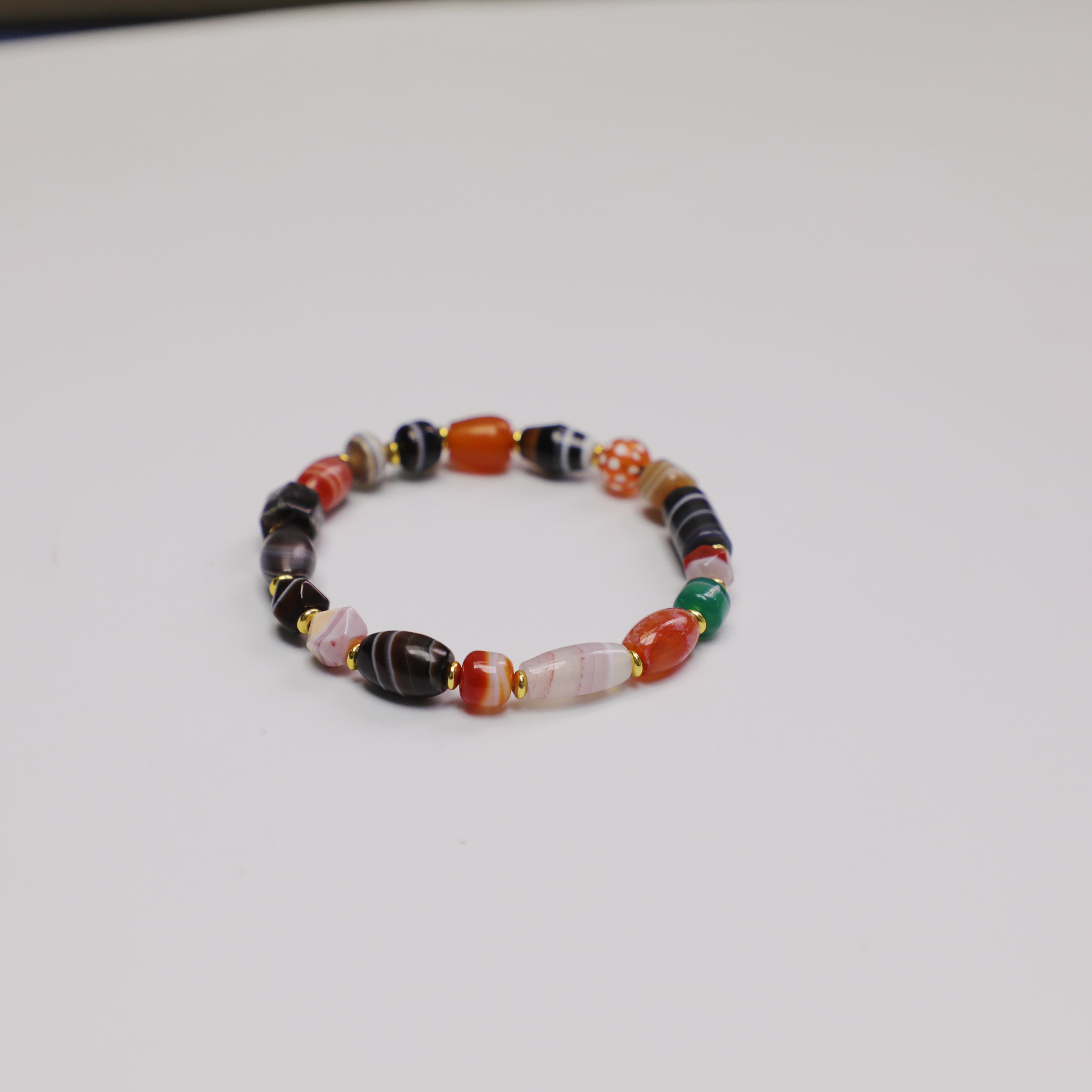 尺寸约7.5mm左右的天然玛瑙多色多宝手串(多样性发货)