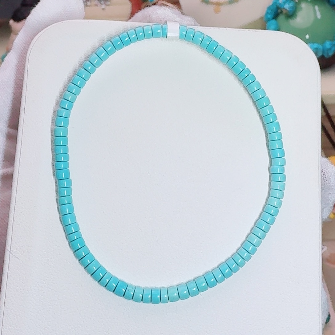 绿松石未镶嵌珠宝奇石精品隔片手串3.5