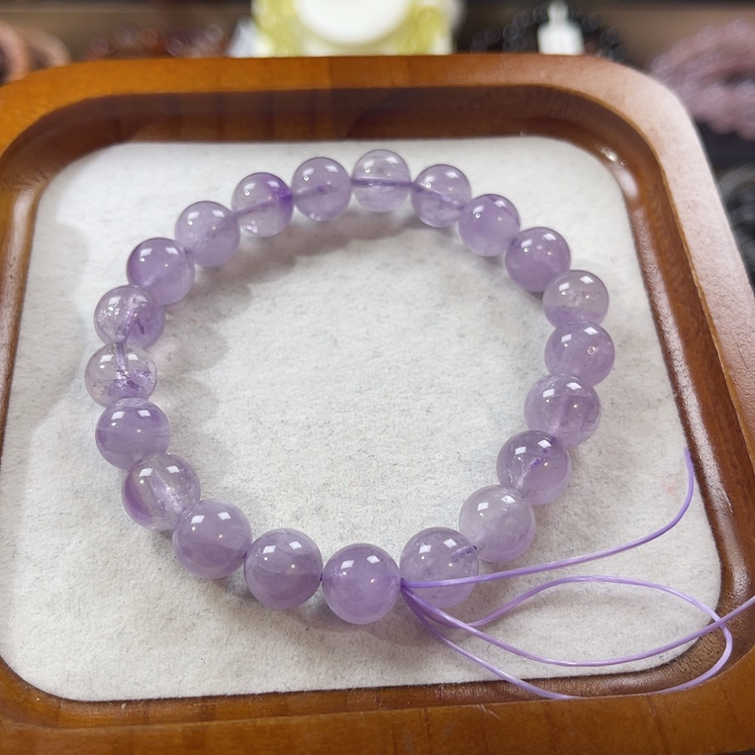水晶手串未镶嵌淡色香芋紫水 9.6m