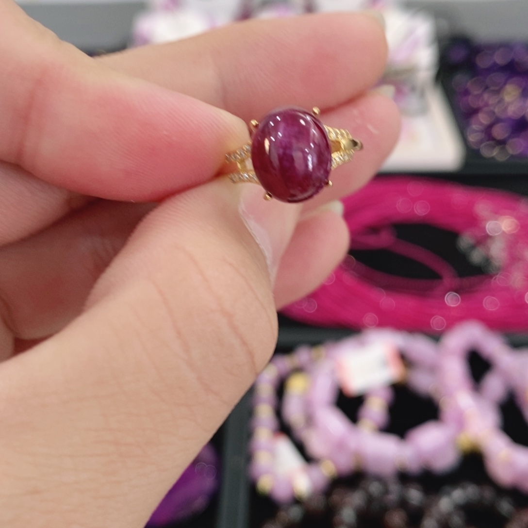 戒指银S925镶嵌红宝石