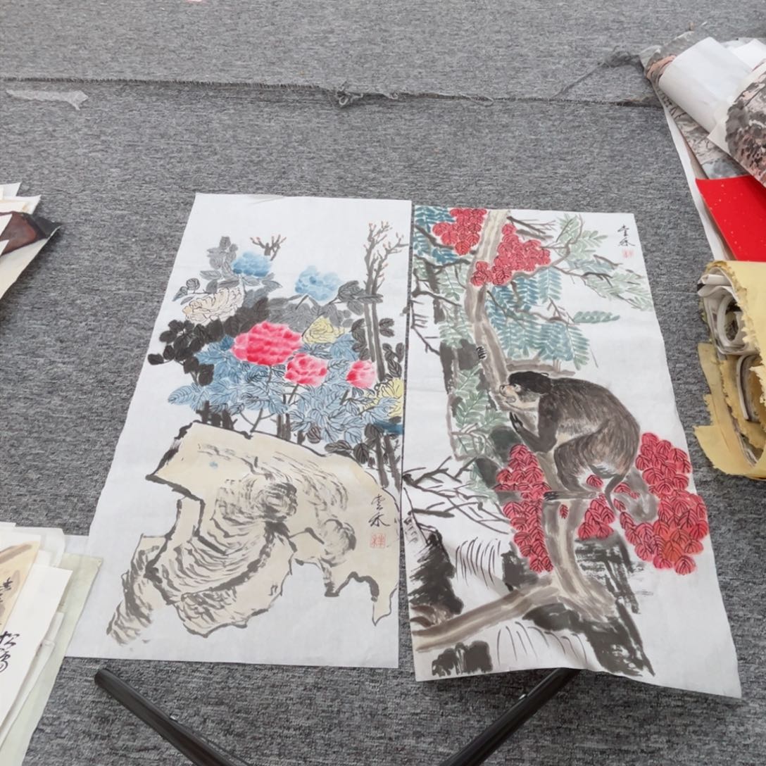 国画姚贵老师四尺四开绘画作品两张