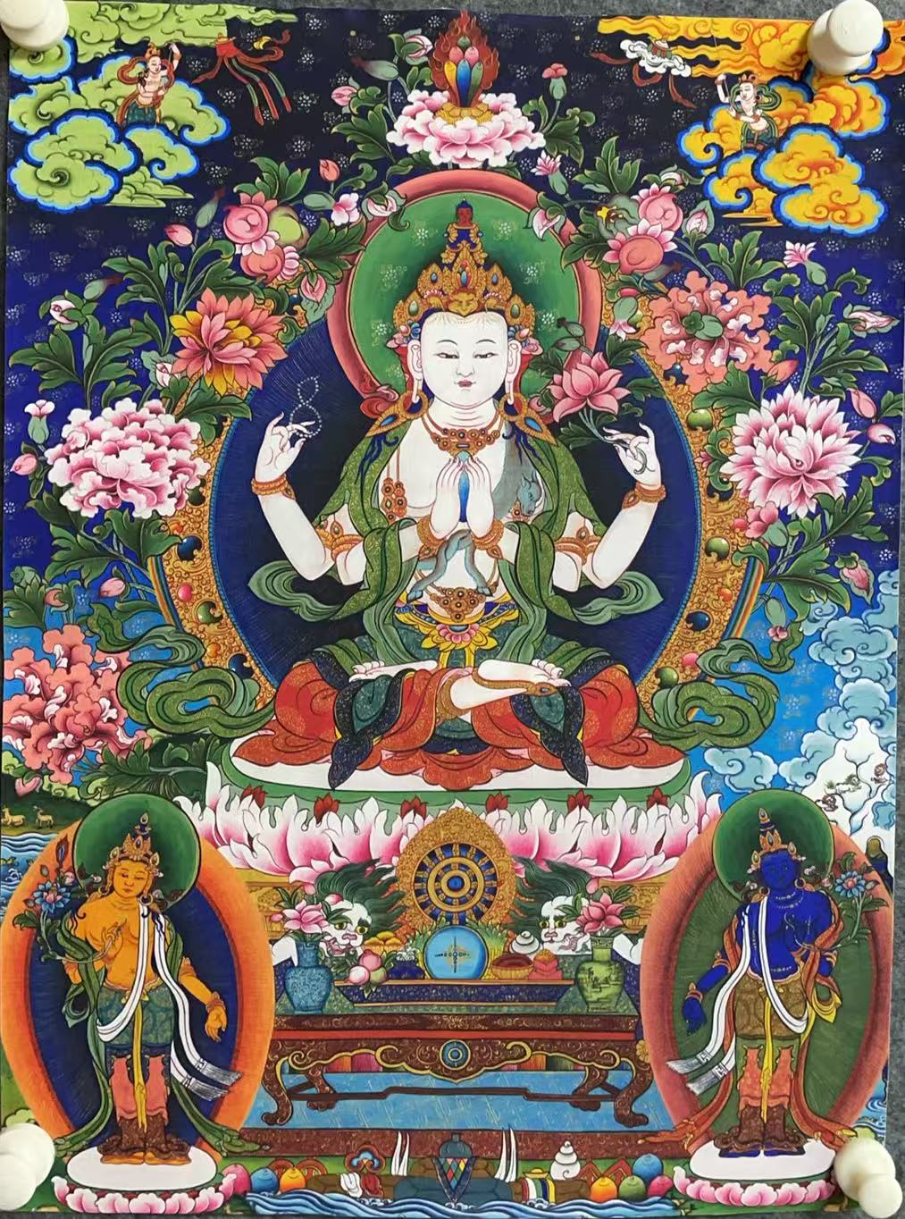 直播精选唐卡四臂观音 编号0043