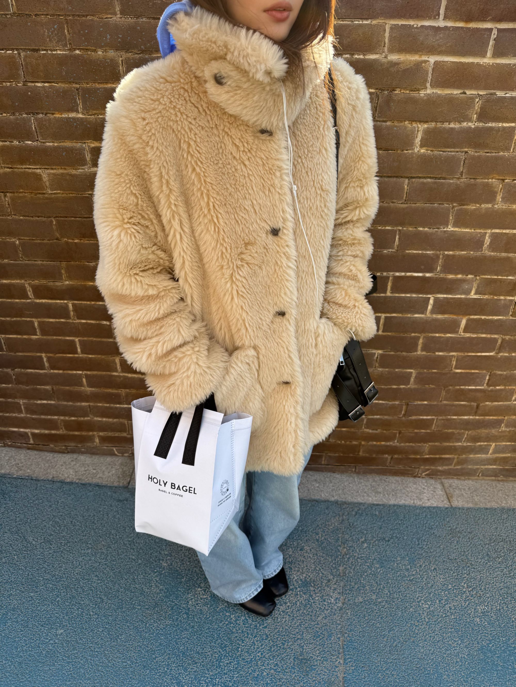  INAIEN “冰川”全羊毛防风保暖立领厚实绒密毛毛中长款外套Y6010