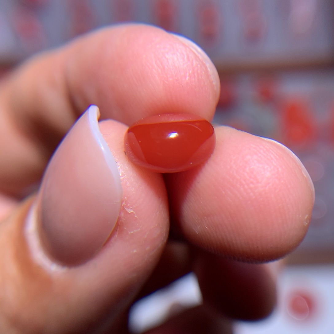 南红玛瑙扣子8.9×5.4未镶嵌微纹