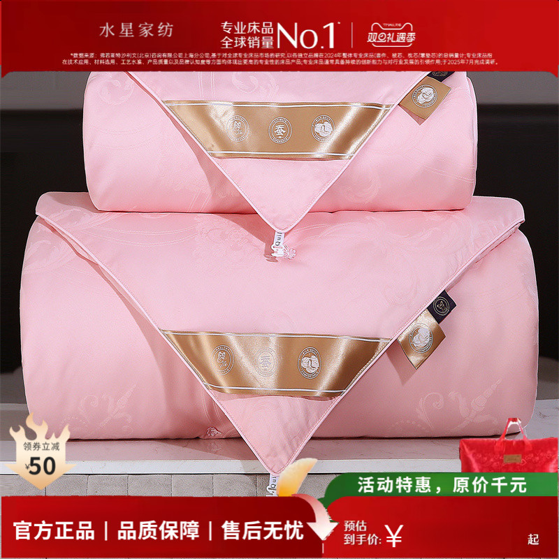 水星系列高端轻奢简约加厚冬被80s全棉大提花蚕丝被子母被二合一