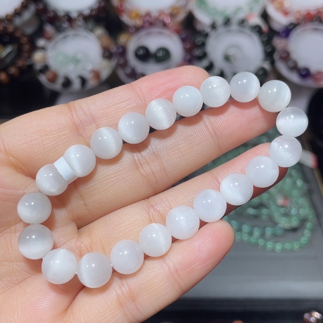 水晶未镶嵌手链白兔毛手串