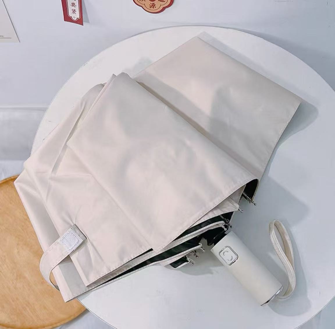 纯色系晴雨两用雨伞女折叠简约太阳伞防紫外线黑胶遮阳伞