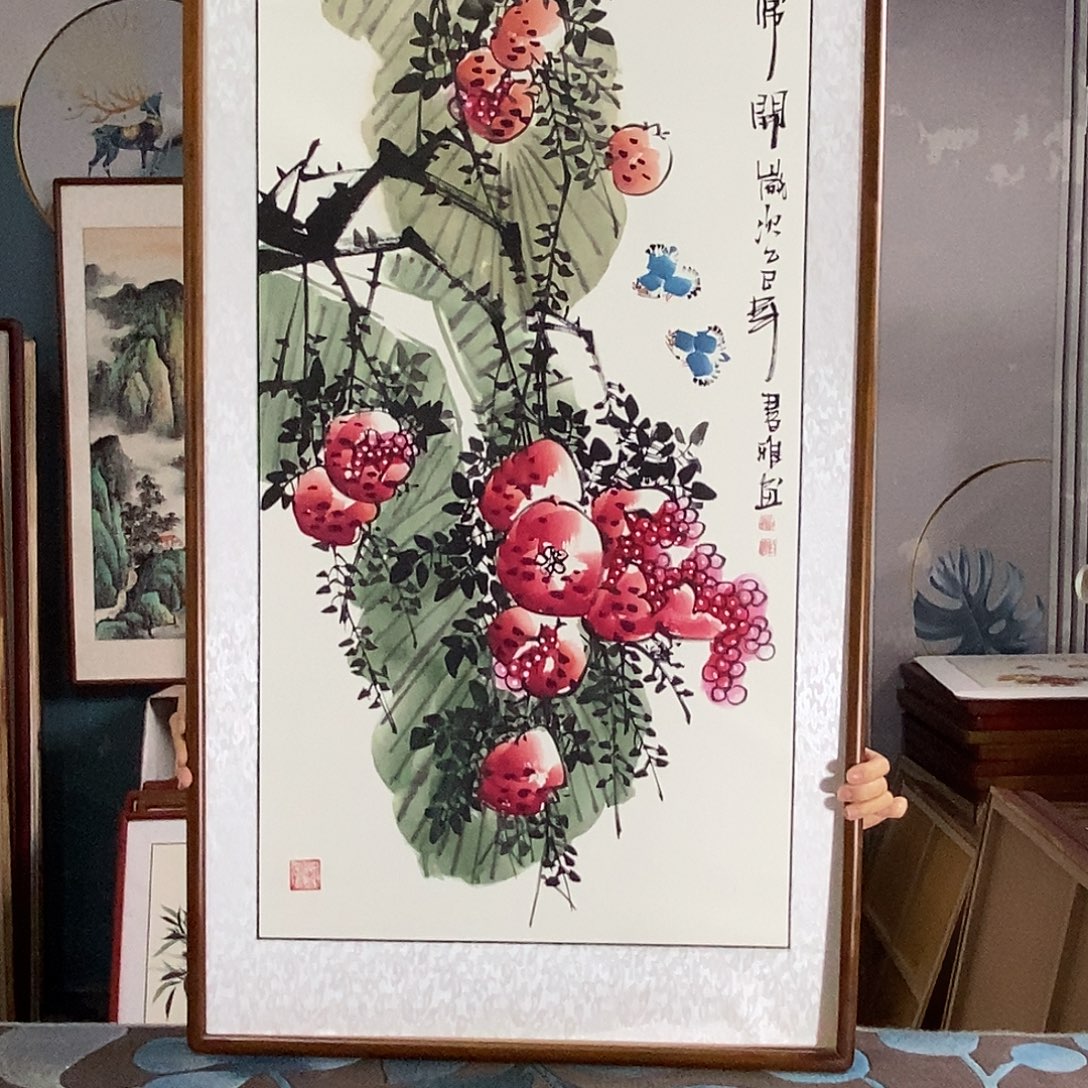 国画手写手绘带框包邮国画作品62✖️122