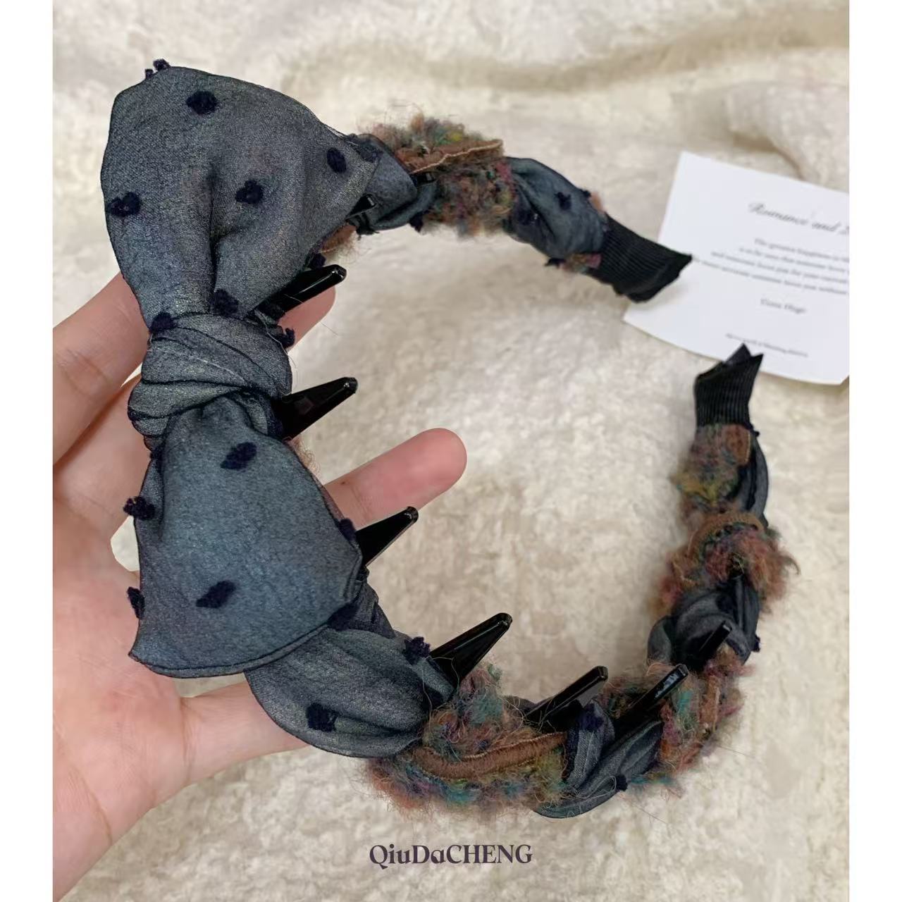 新款秋冬蝴蝶结手工波浪发箍时尚百搭气质轻奢韩版简约甜美