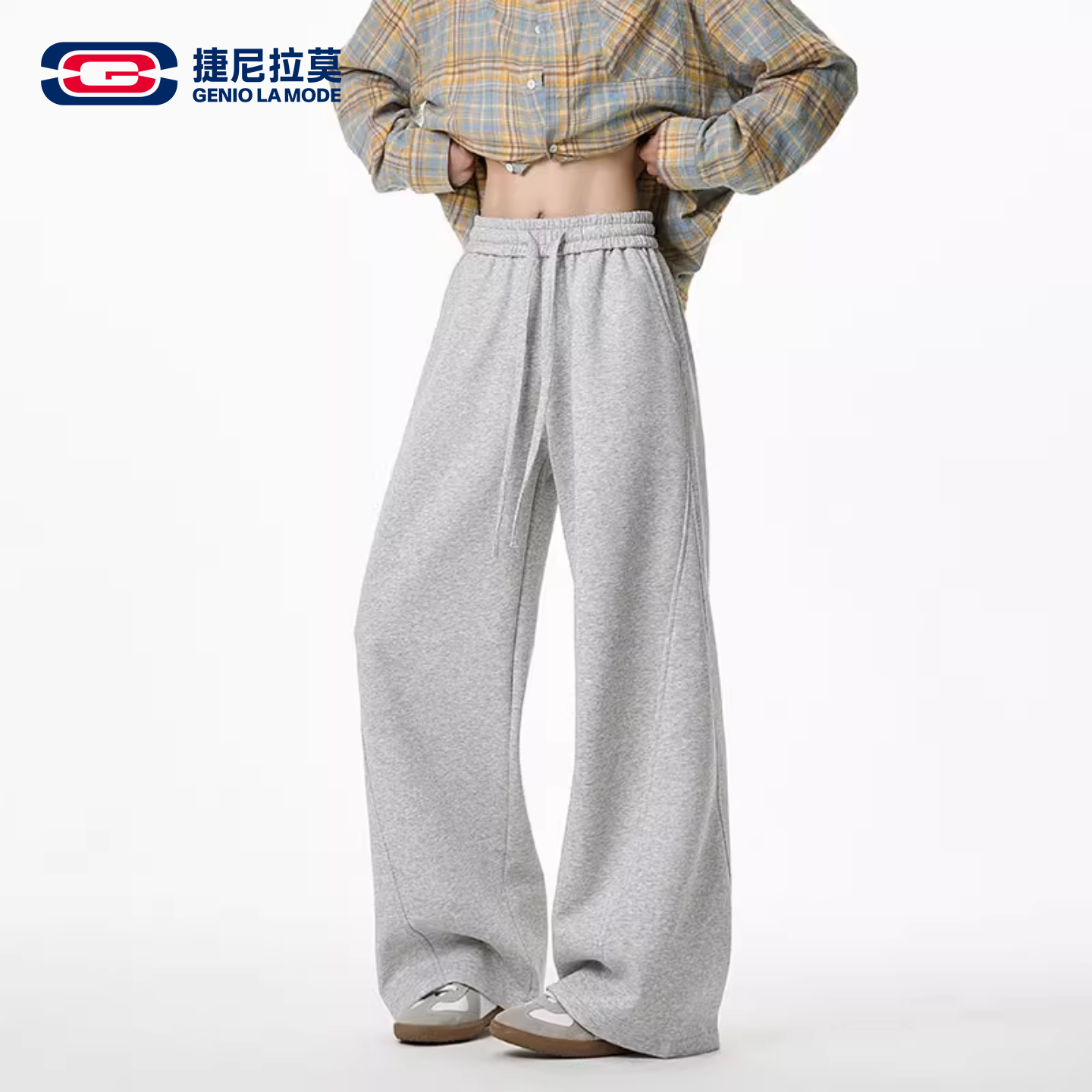 【敖瑞鹏代言】GENIOLAMODE美式运动休闲裤子男士秋季直筒阔腿卫裤